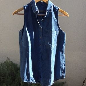 Denim shirt without sleeves